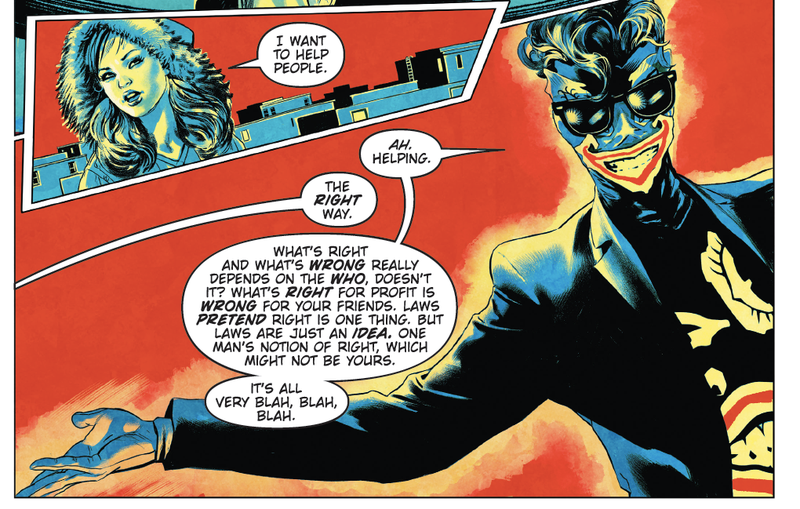 Harley getting her first inkling that the Joker might not be a good person.